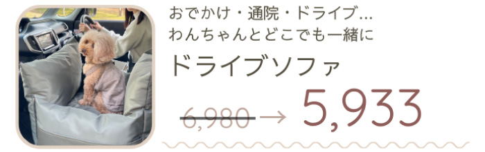 おでかけ・通院・ドライブなど、わんちゃんとどこでもいっしょにいづ出来るドライブソファ。