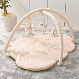 ふわふわくものプレイジムマット　ベージュ