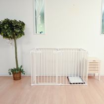 ホワイトペットサークル 150cm x 100cm スチールペットサークル 8枚